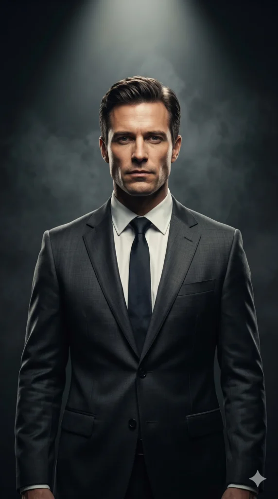 Dark Spotlight Suit Portrait